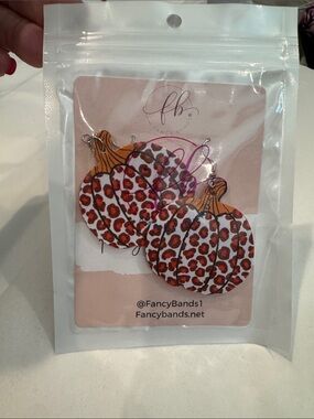 Fancy Bands Leopard Pumpkin Drop Earrings - Orange and Brown